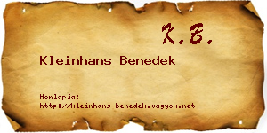 Kleinhans Benedek névjegykártya